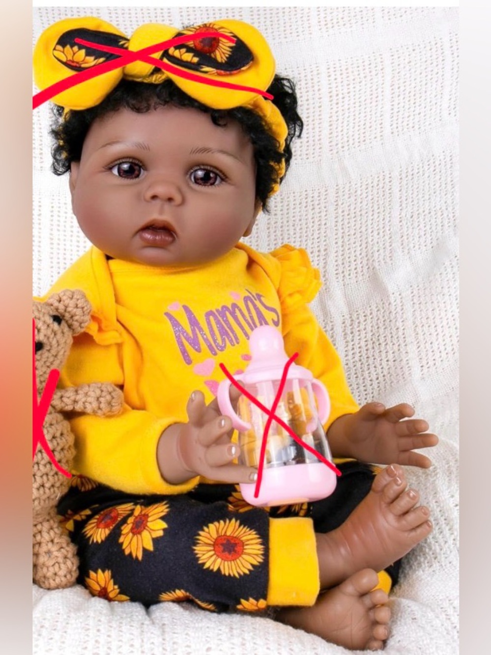 Aori Reborn Baby Doll African American 22in Realistic Baby, Doll & Outfit only